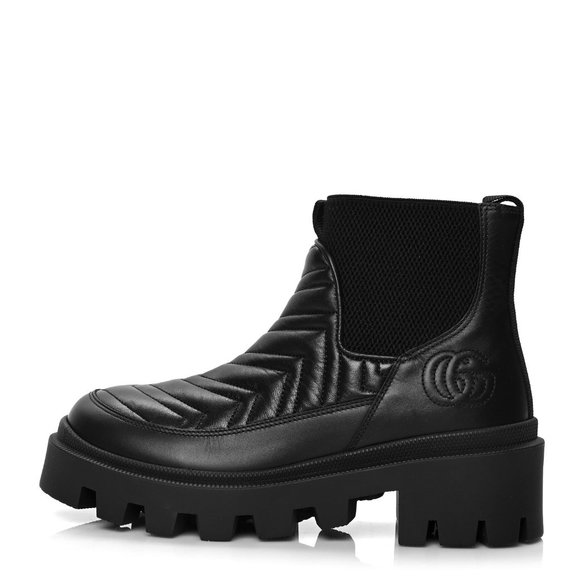 GUCCI Frances Matelassé Double G Logo Chelsea Women Boots Sz: 8 - Picture 3 of 10